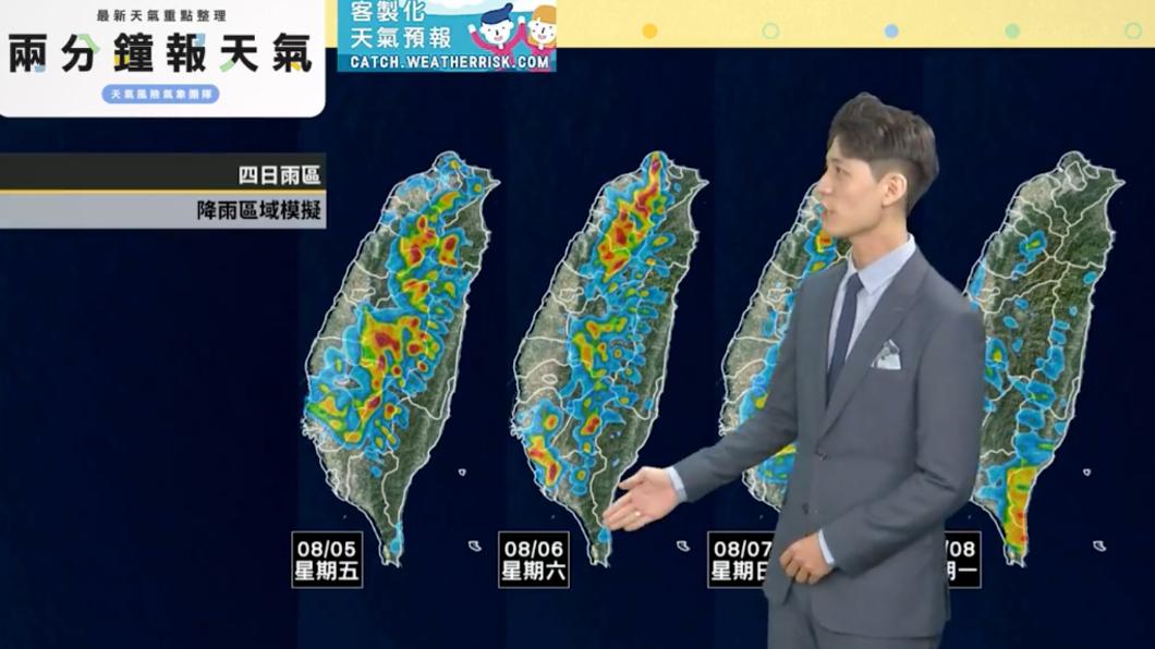 降雨區域模擬圖。（圖／翻攝自天氣風險 WeatherRisk臉書）