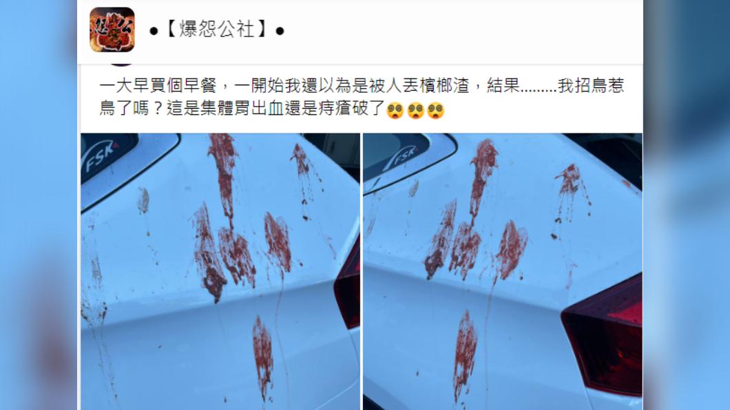 原PO的白車被鳥糞攻擊。(圖/翻攝自爆怨公社臉書)