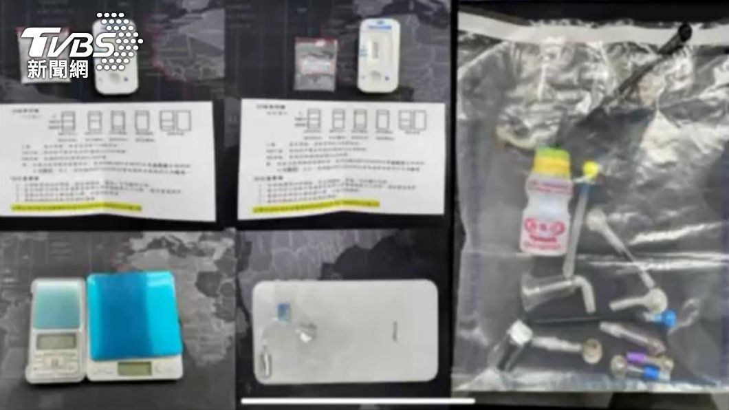 警方在鍾男的藏身處搜出毒品、吸食器等證物。(圖/TVBS)