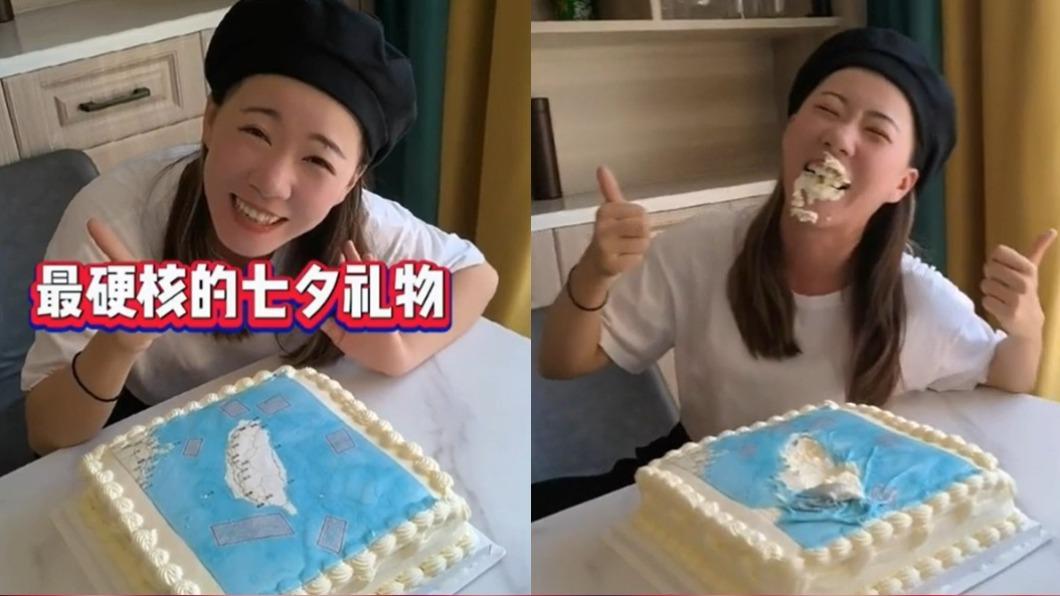 台灣表妹秀軍演蛋糕 「大口吃掉台灣」嗆:這只是開始