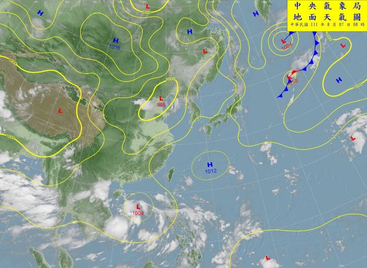 南海上有熱帶擾動。(圖/氣象局)