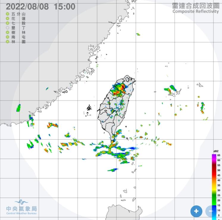 雷達回波圖。(圖/翻攝自中央氣象局)