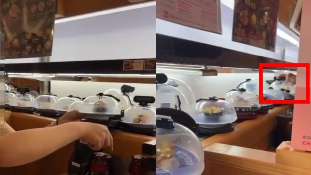 網友拍下壽司翻車全過程。(翻攝自TikTok)