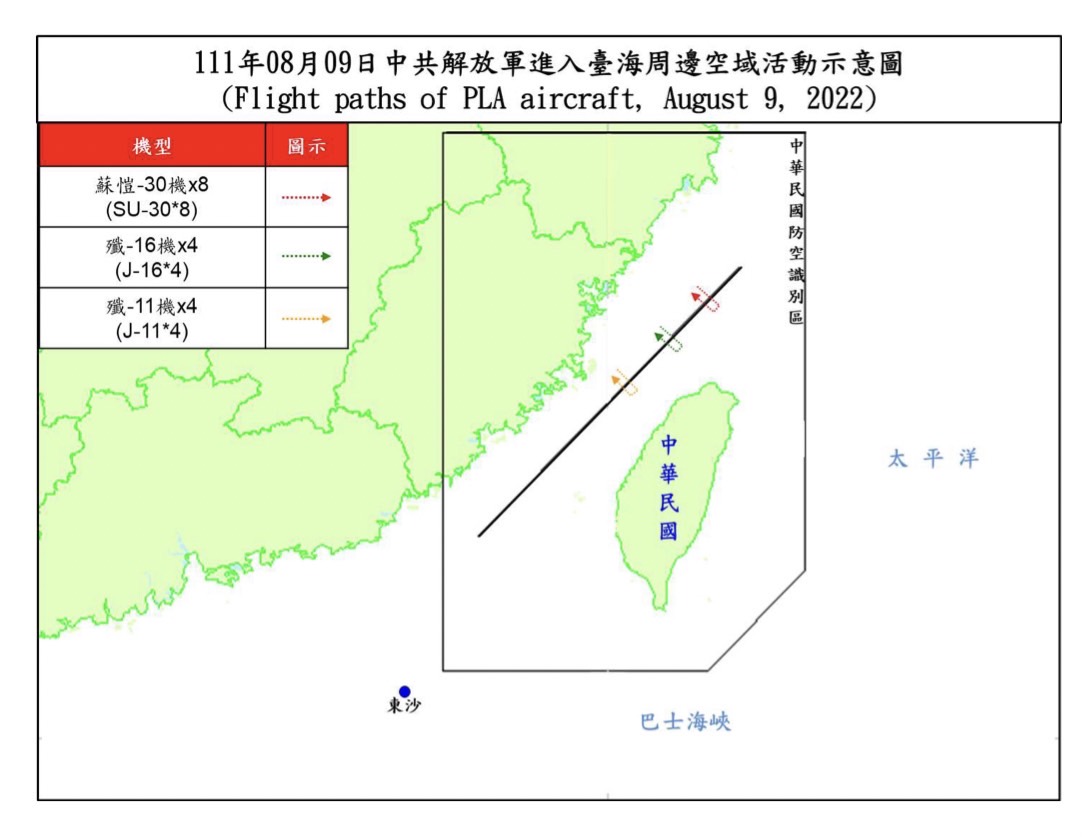 共軍進入台海周邊空域示意圖。（圖／中華民國空軍提供）