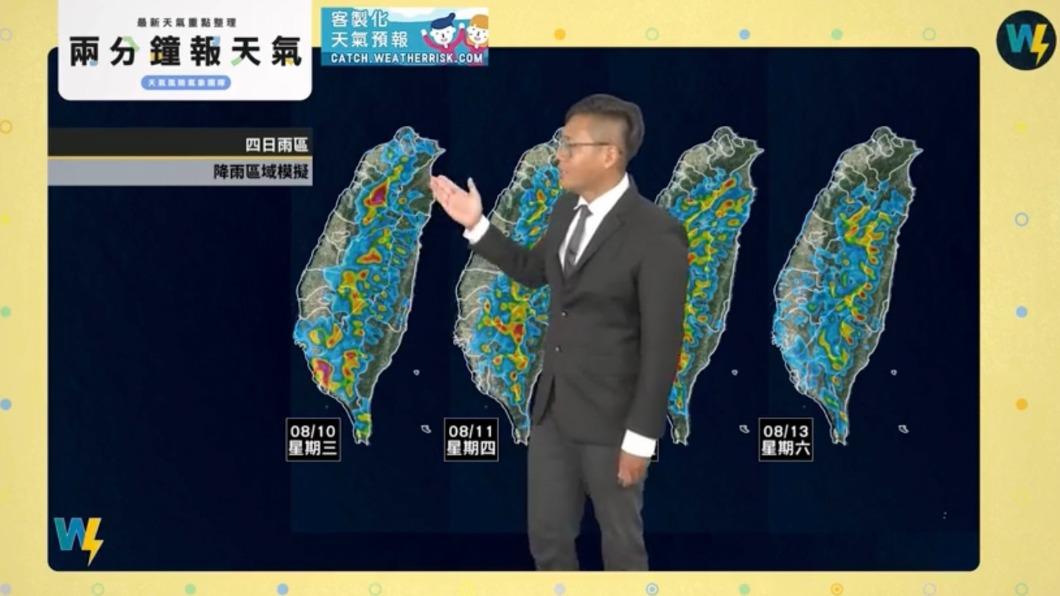降雨模擬圖。（圖／翻攝自「天氣風險 WeatherRisk」臉書）