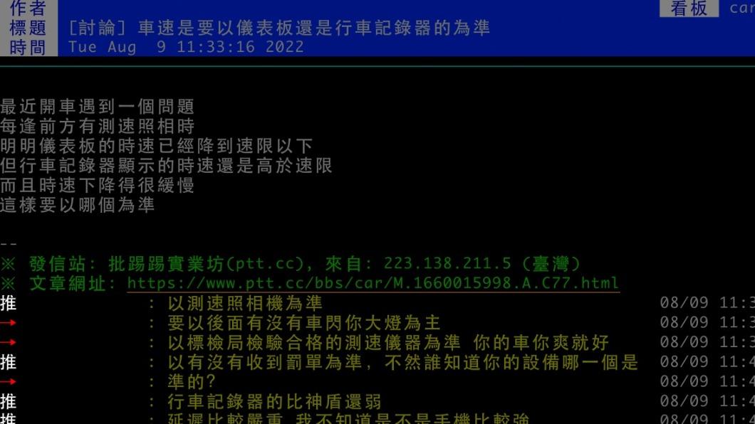 最近有網友在網路上發問,不知道實際車速到底看哪邊最準。(圖/翻攝自PTT)