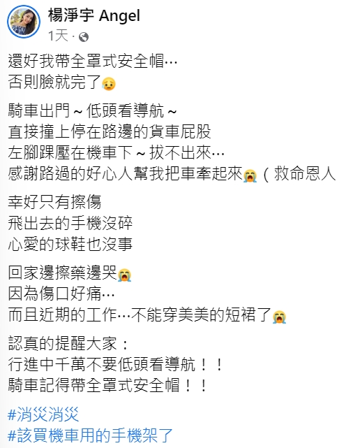 楊淨宇還原車禍過程。（圖／翻攝自楊淨宇臉書）
