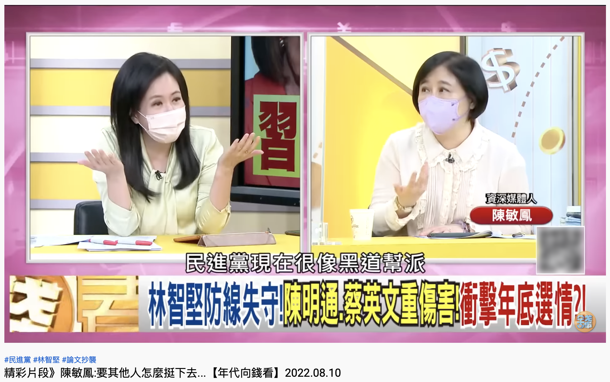 陳凝觀痛斥民進黨像「黑道幫派」。(圖/翻攝自YouTube「年代向錢看」)