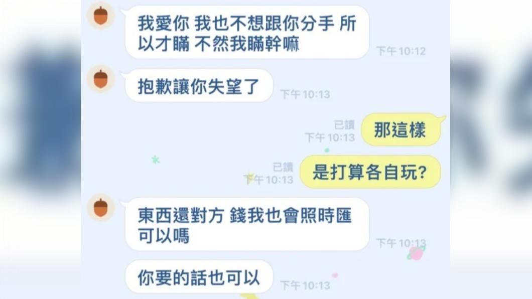 原PO與女友對話紀錄。(圖/翻攝自Dcard)