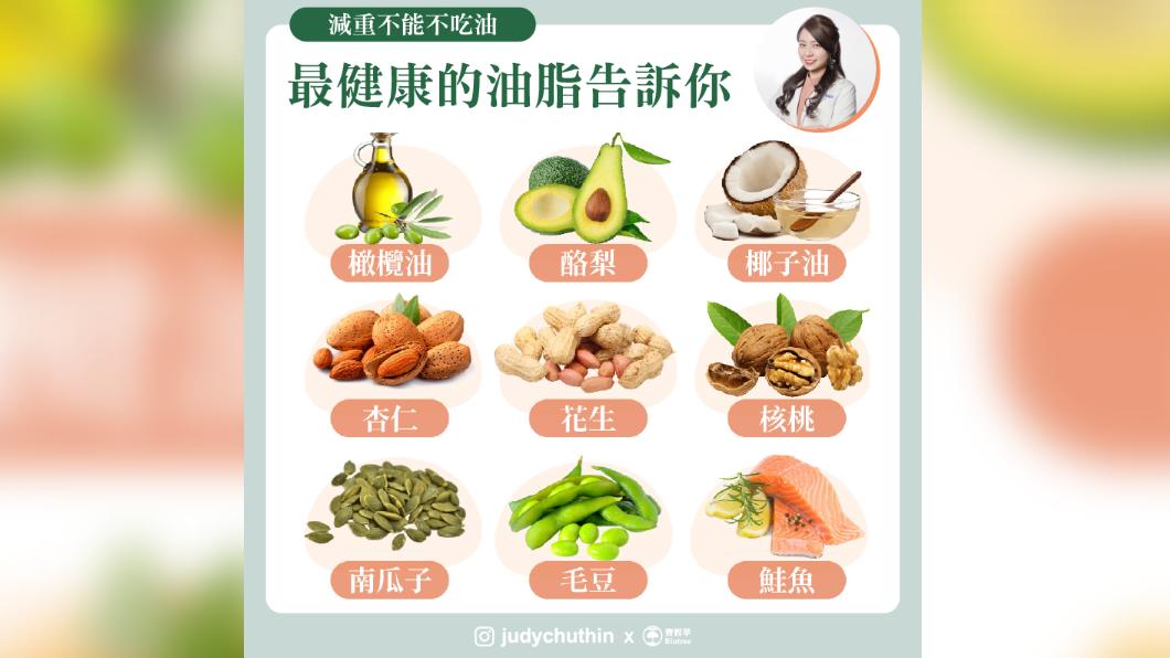 9種健康脂肪食物。（圖／翻攝自輕鬆瘦營養師朱瑞君臉書）