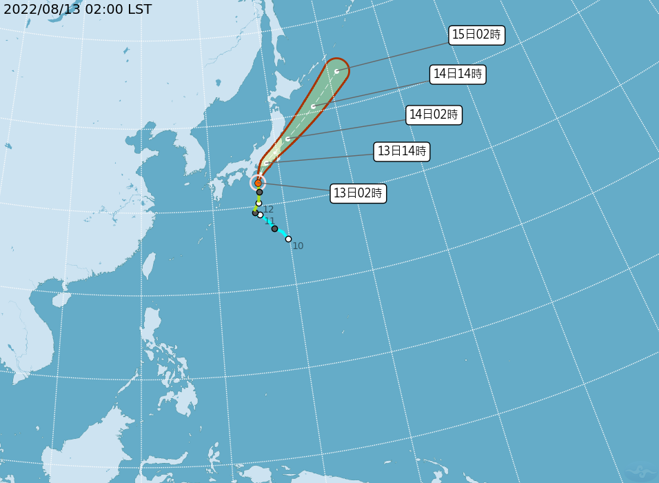 輕颱米雷路徑曝光。(圖/中央氣象局)
