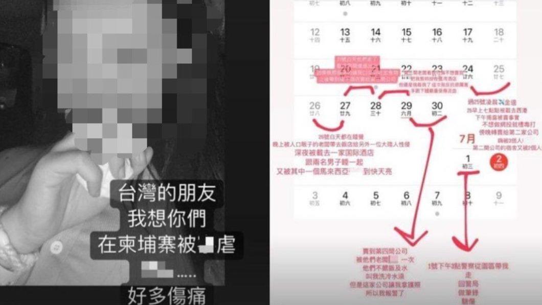 網紅遭拐賣柬埔寨,行事曆曝光震撼全網。(圖/翻攝自當事人IG)
