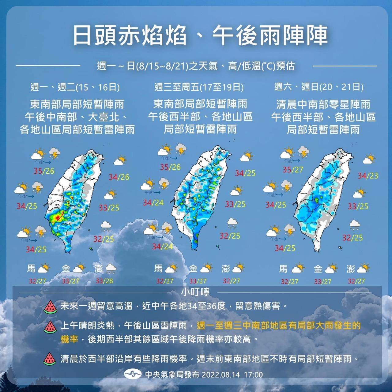 本週天氣。（圖／氣象局提供）