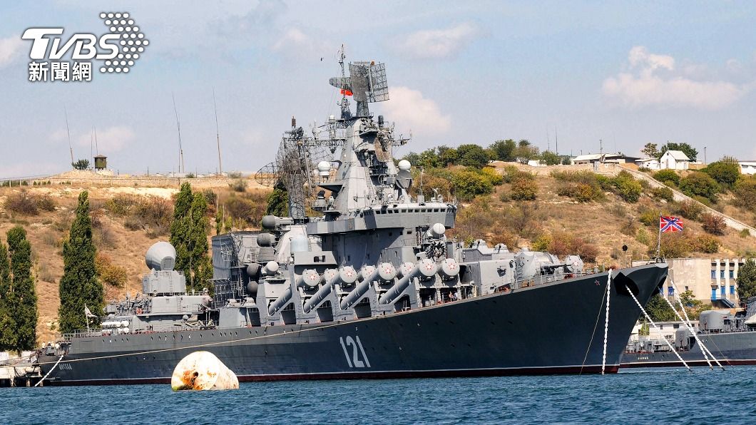 曾是黑海艦隊旗艦、莫斯科號飛彈巡洋艦被烏克蘭擊沉。(圖/達志影像美聯社)