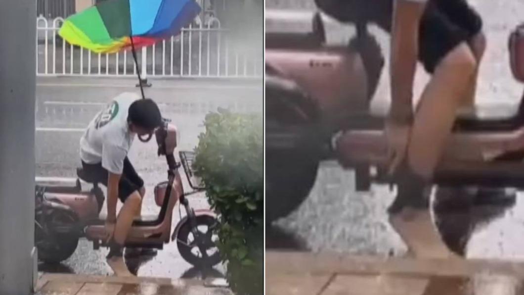 別穿拖鞋騎車!男子右腳遭「劇烈衝擊」 險重心不穩慘摔