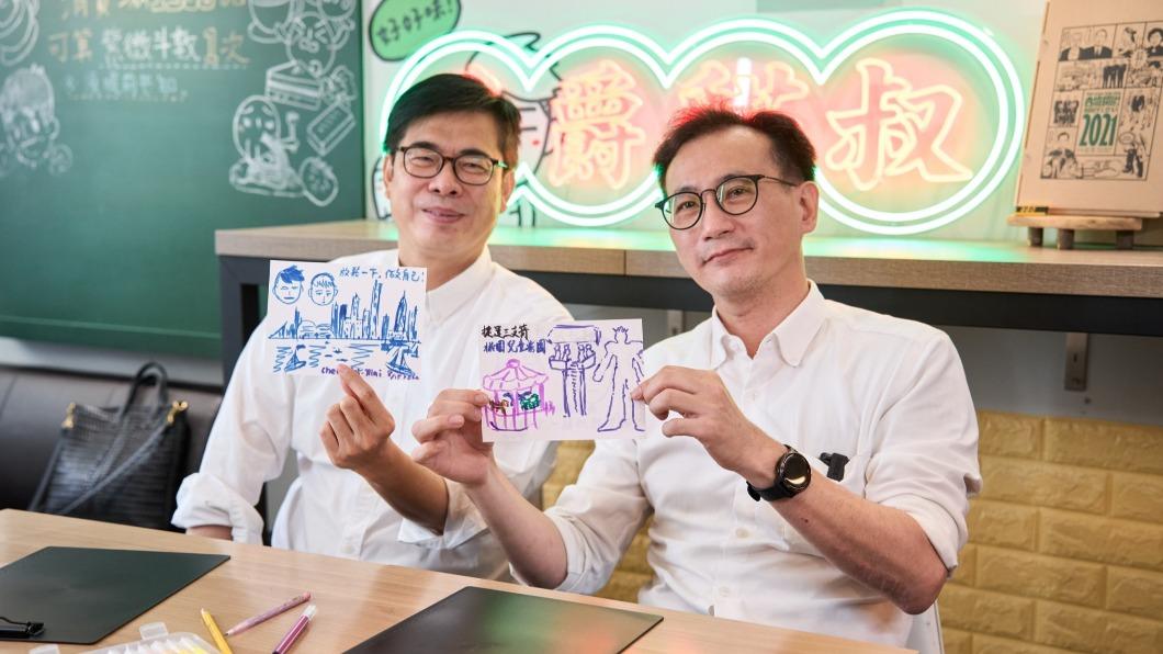 合體陳其邁!鄭運鵬「畫鋼彈模型」拋政見:兒童樂園在桃園