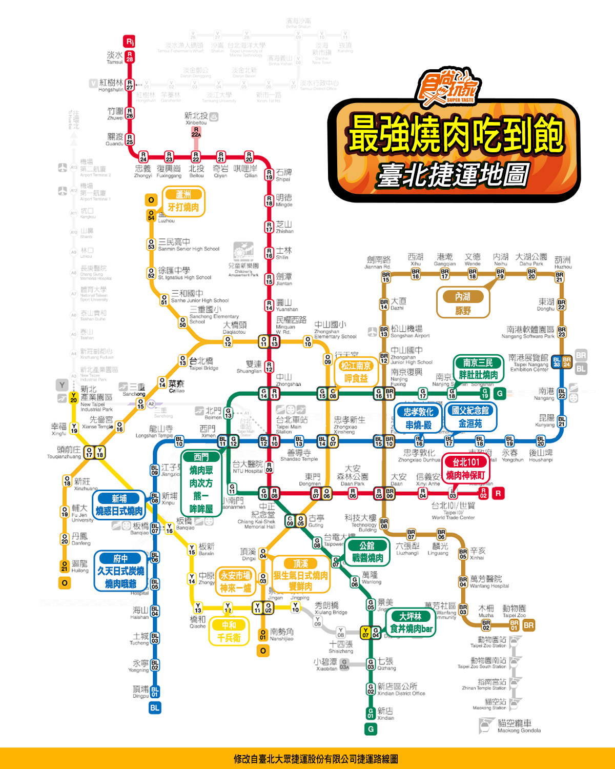 最強燒肉捷運地圖。(圖/食尚玩家提供)
