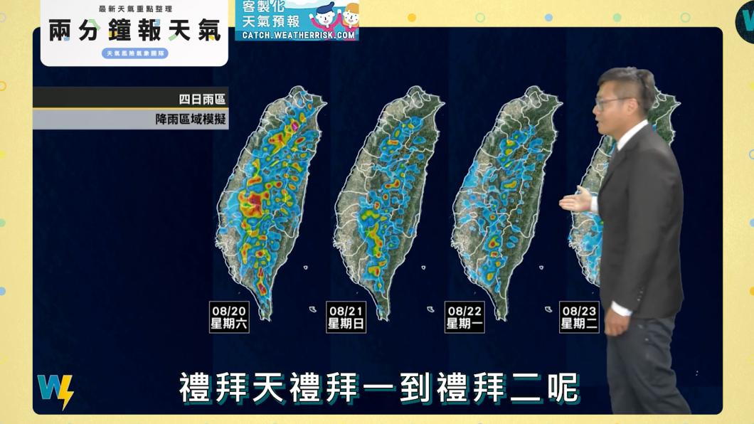 未來四天降雨模擬。（圖／翻攝自「天氣風險 WeatherRisk」臉書）