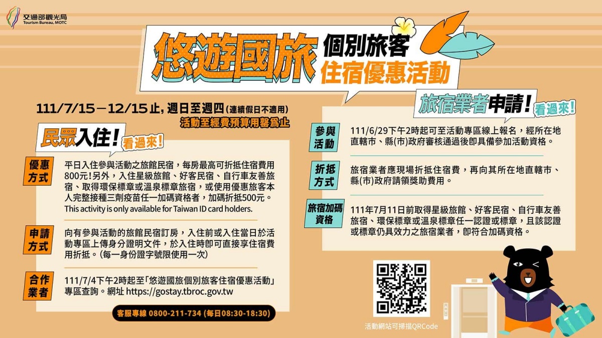 國旅住宿補助預計至9月底。(圖/觀光局提供)