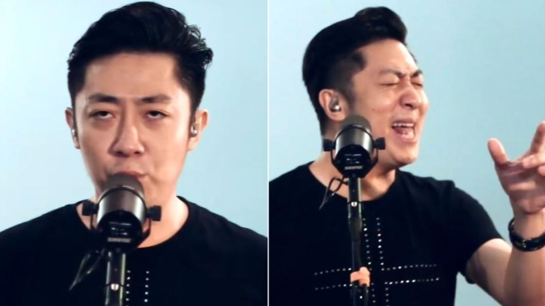 艾成投入感情唱著自己的自創曲。（圖／翻攝自艾成臉書）