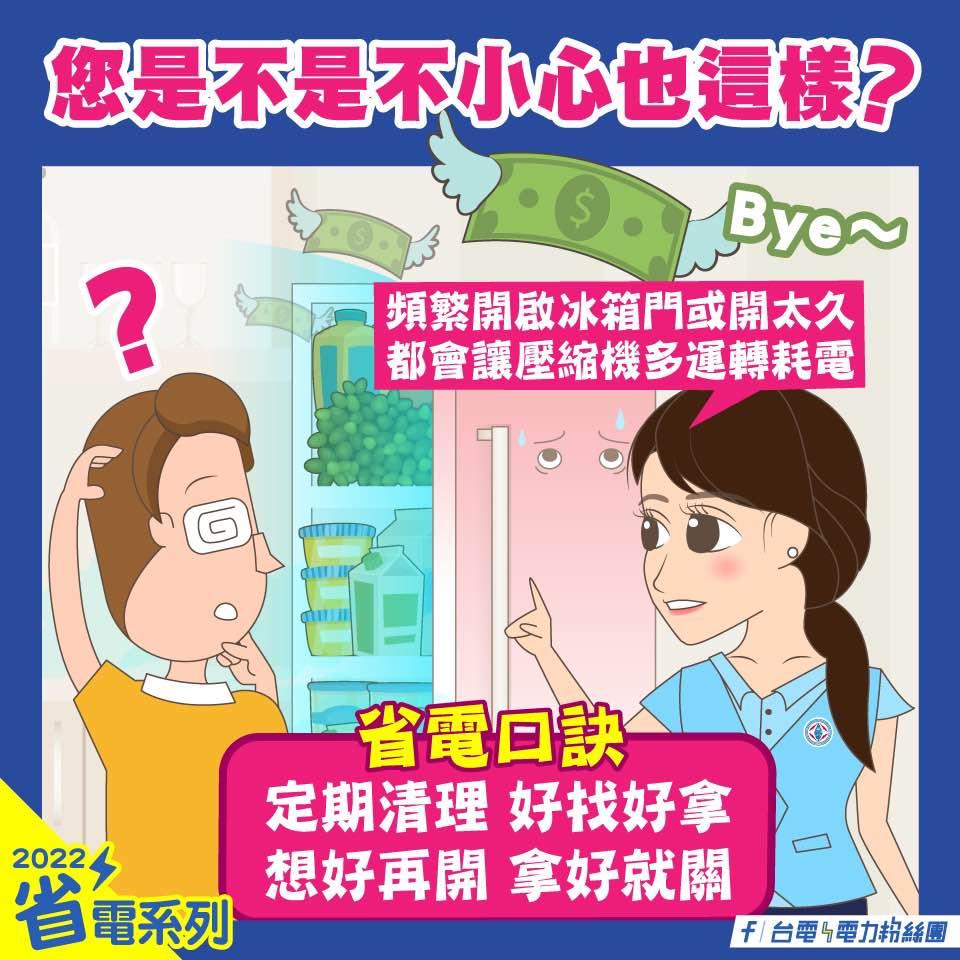 頻繁開關冰箱也會容易導致耗電。(圖/翻攝自台電電力粉絲團)