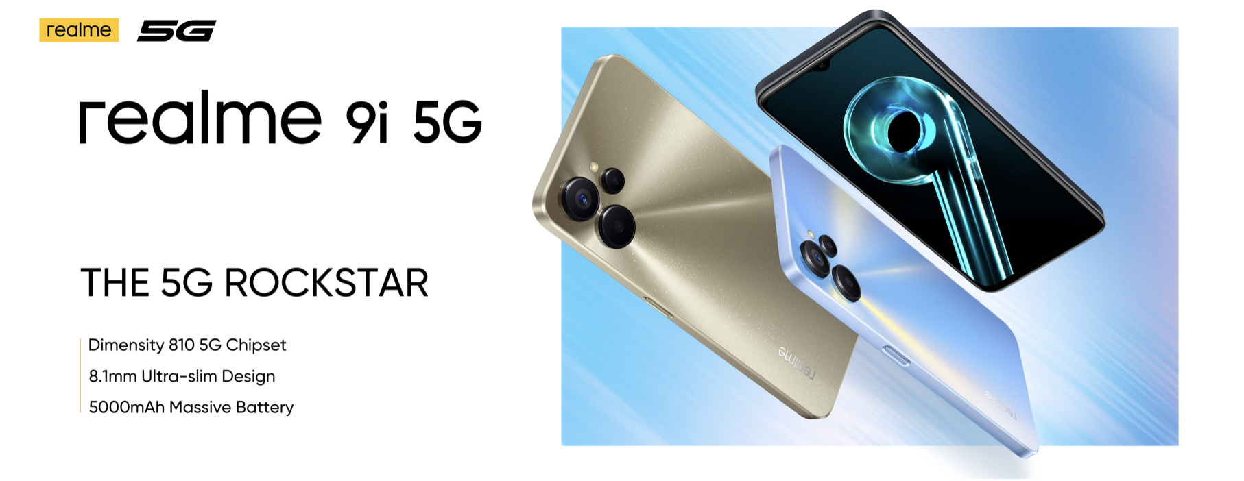 ealme 9i 5G搭載聯發科天璣810 5G處理器。（圖／realme提供）