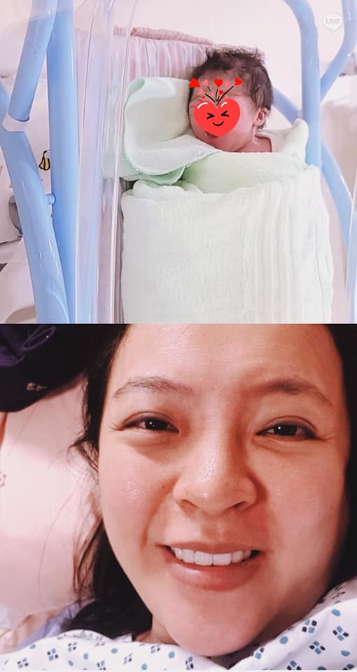 陳宥心順利剖腹生下女兒小京織。（圖／翻攝自陳宥心臉書）