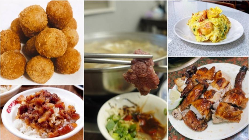 高雄新入選必比登推介,其中9家以台灣菜入選,包括仙香飲食店(左上)、湖東牛肉館(中)、雲來坊(右上)、雞伯(右下)以及柏弘肉燥(左下)。(圖/翻攝米其林官網)