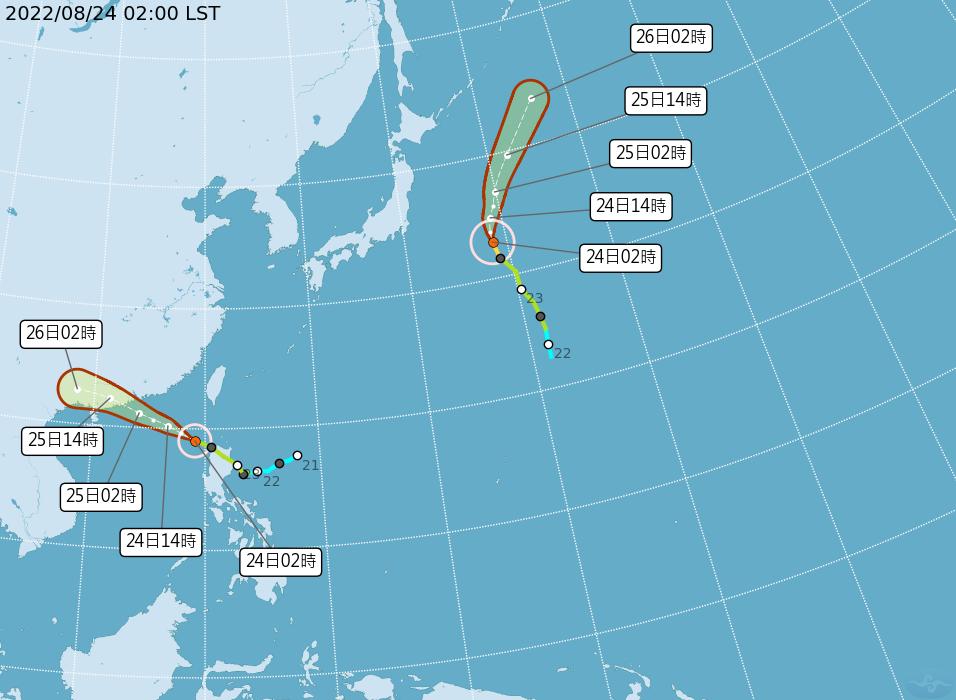 今天白天是馬鞍颱風距離臺灣最近的時段。(圖/中央氣象局)