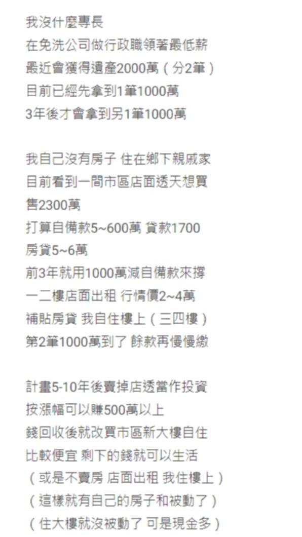 原PO發文詢問網友意見。(圖/翻攝自Dcard)