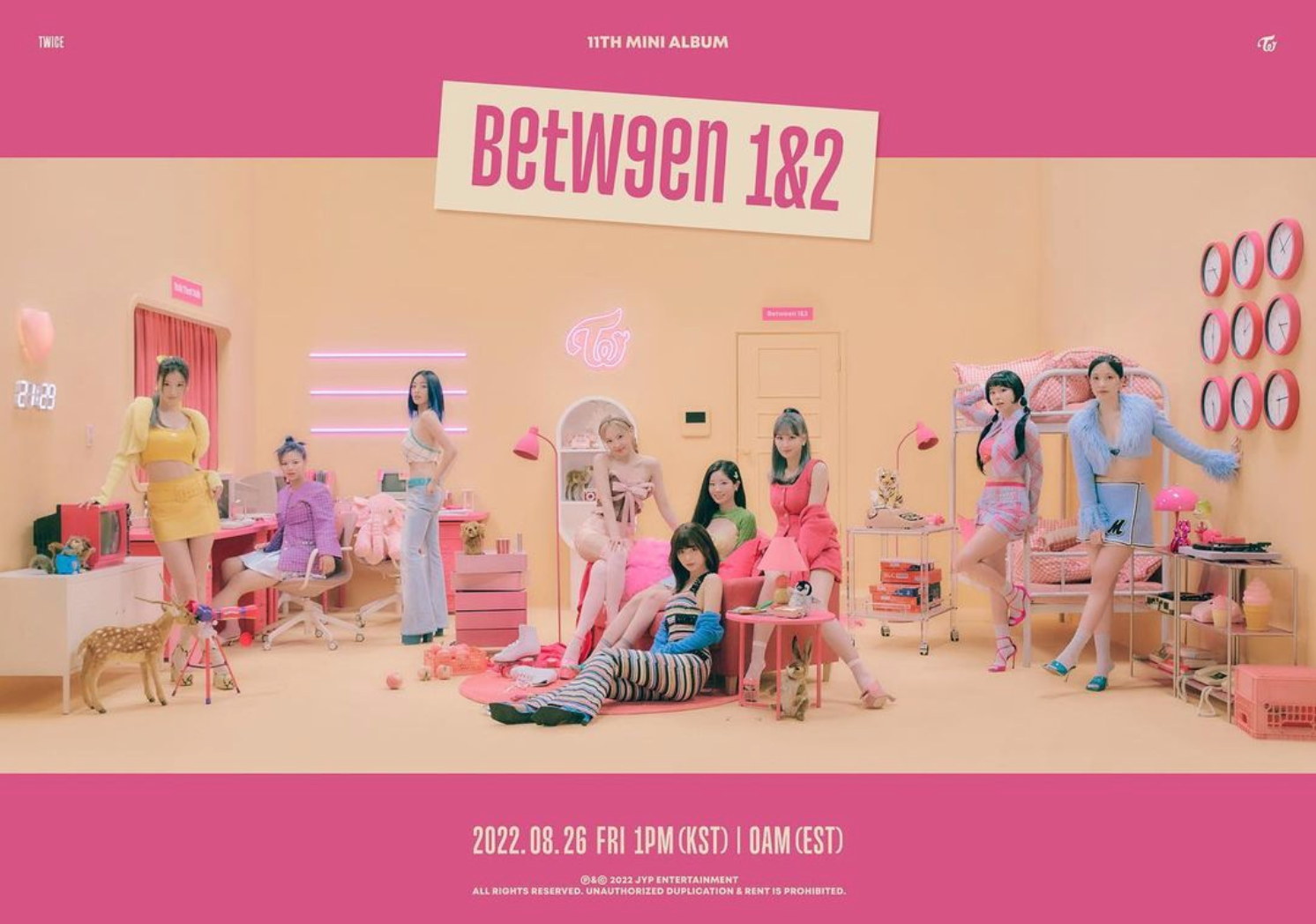 TWICE於26日推出第11張迷你專輯《BETWEEN 1&2》回歸。(圖/翻攝自@twicetagram IG)