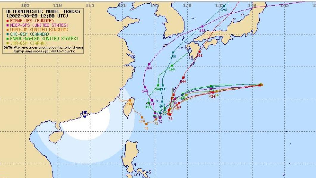 軒嵐諾颱風各國預測路徑。（圖／翻攝typhoon2000）
