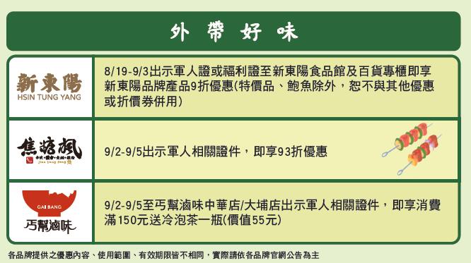 新東陽、焦糖楓、丐幫滷味歡慶軍人節。(圖/經濟部提供)