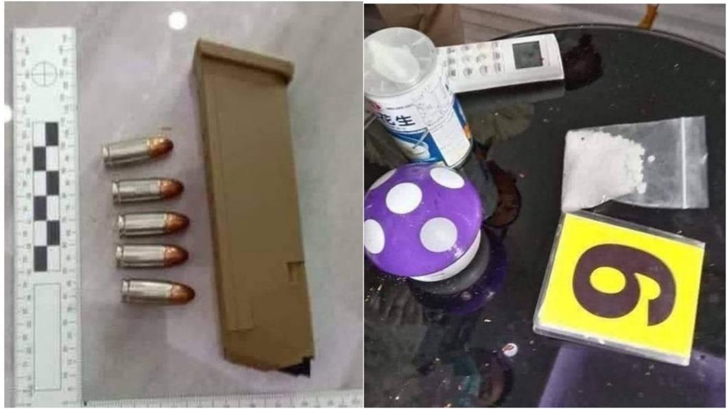 警方在現場發現多顆子彈和毒品。(翻攝自柬中時報)