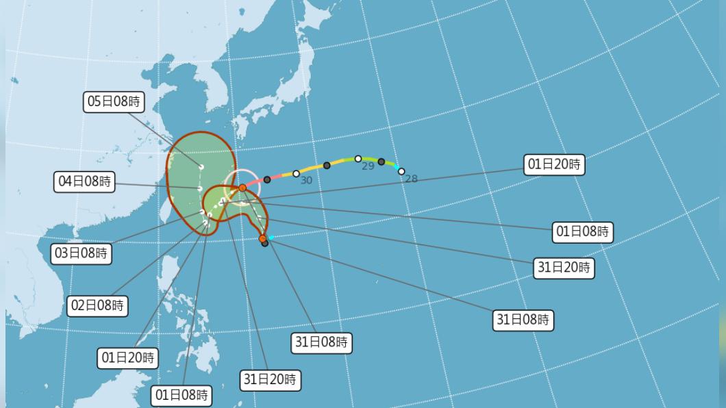 強颱軒嵐諾預估路徑。(圖/中央氣象局)