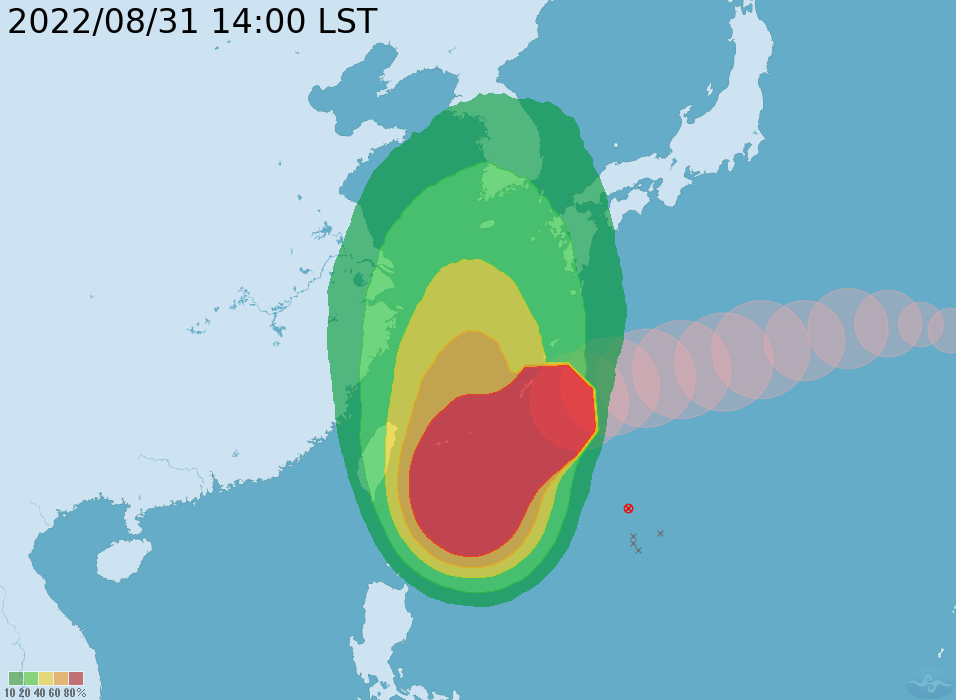 軒嵐諾暴風圈侵襲機率。（圖／中央氣象局）