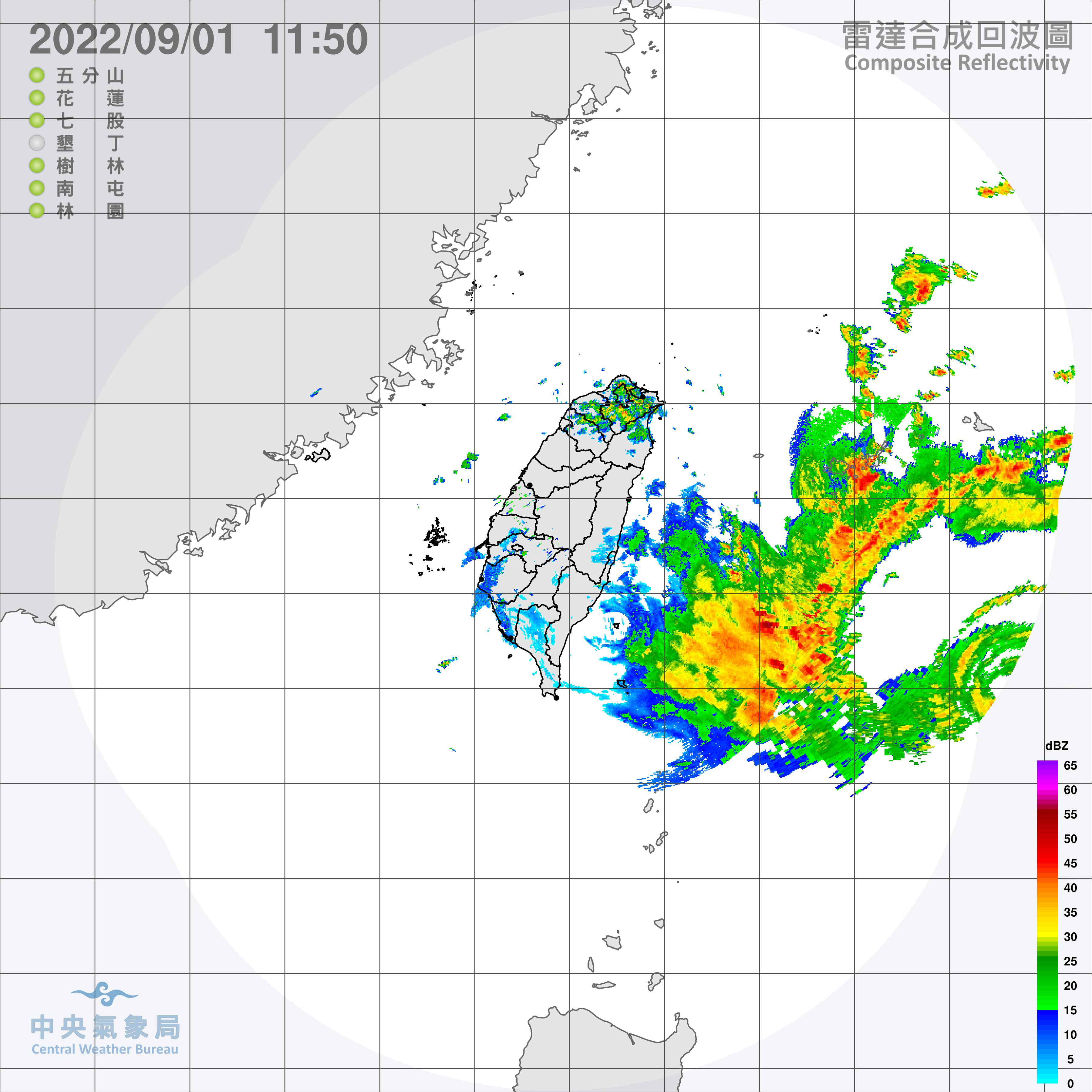 今日受颱風外圍環流影響,風雨越晚會越明顯。(圖/中央氣象局)