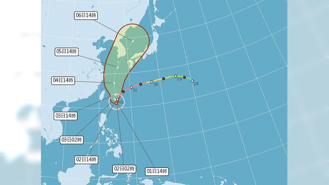 軒嵐諾未來幾天預測路徑。(圖/中央氣象局)