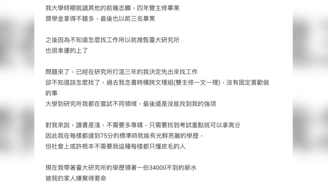 原PO發文。（圖／翻攝自Dcard）