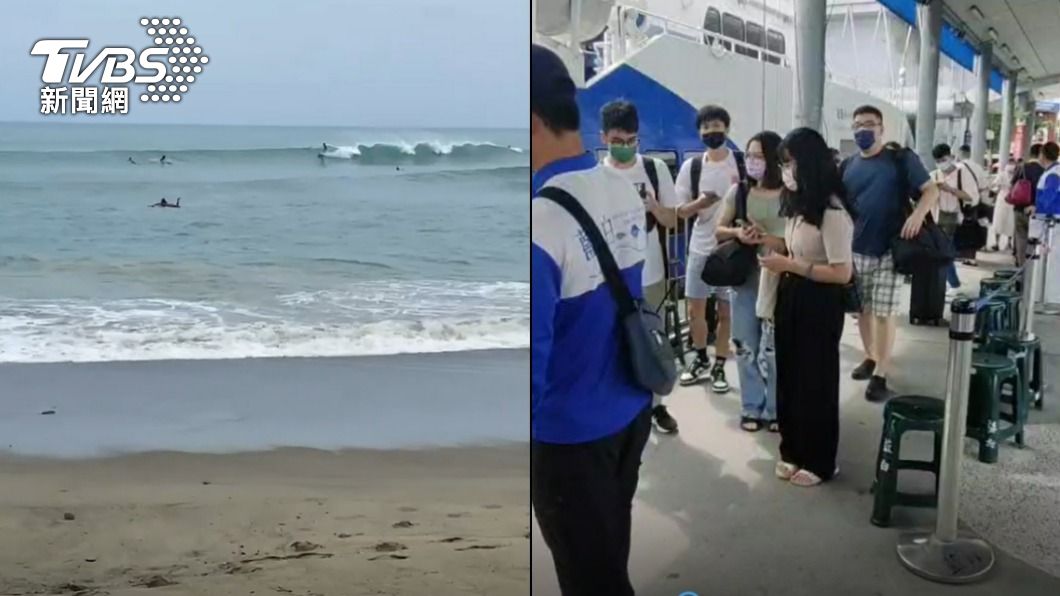 屏東衝浪客趁發布海警前衝一波 外地遊客不畏風雨赴小琉球