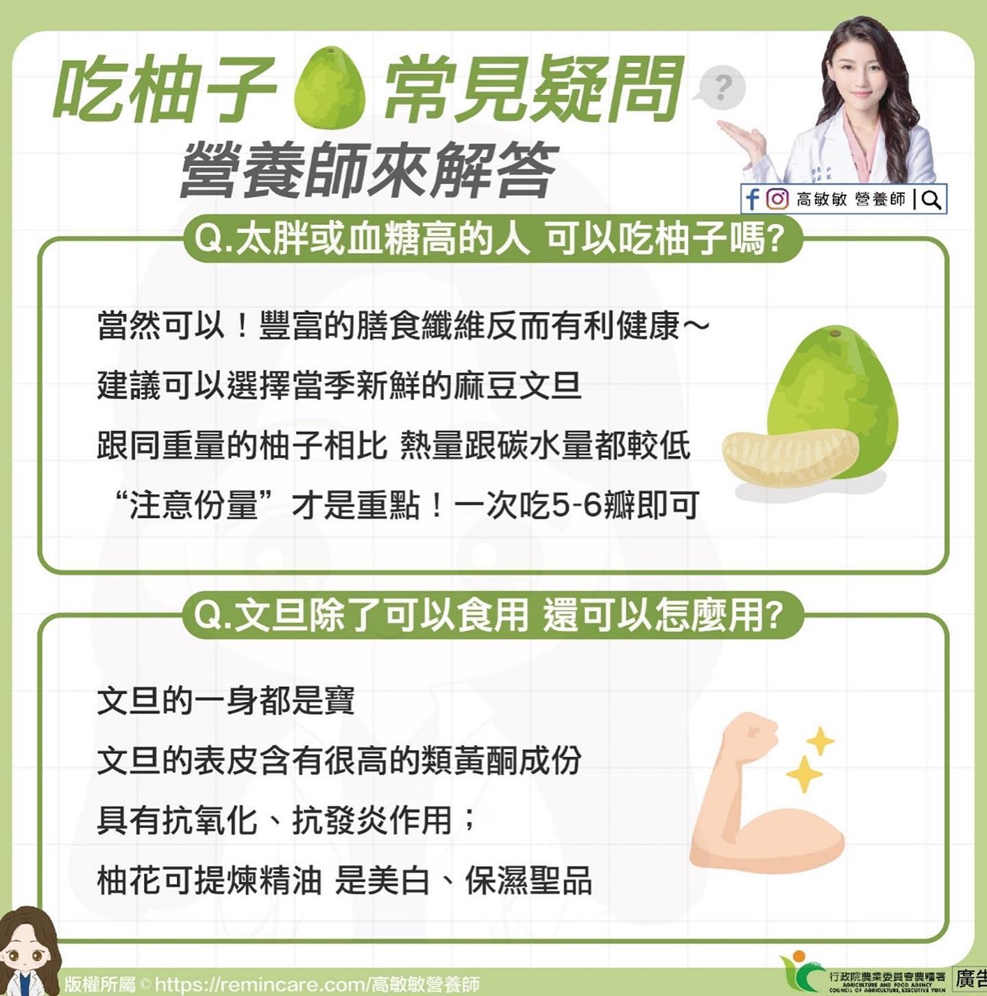 吃柚子的2大QA。(圖/翻攝自高敏敏營養師臉書)