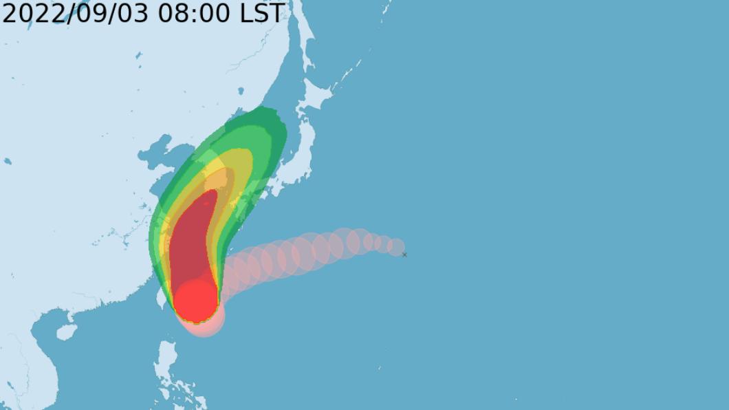暴風雨侵襲機率。(圖/氣象局)