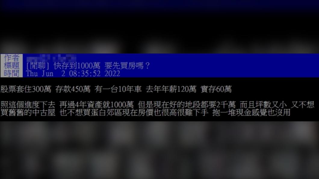 網友猶豫是否該先買房。（圖／翻攝自PTT）
