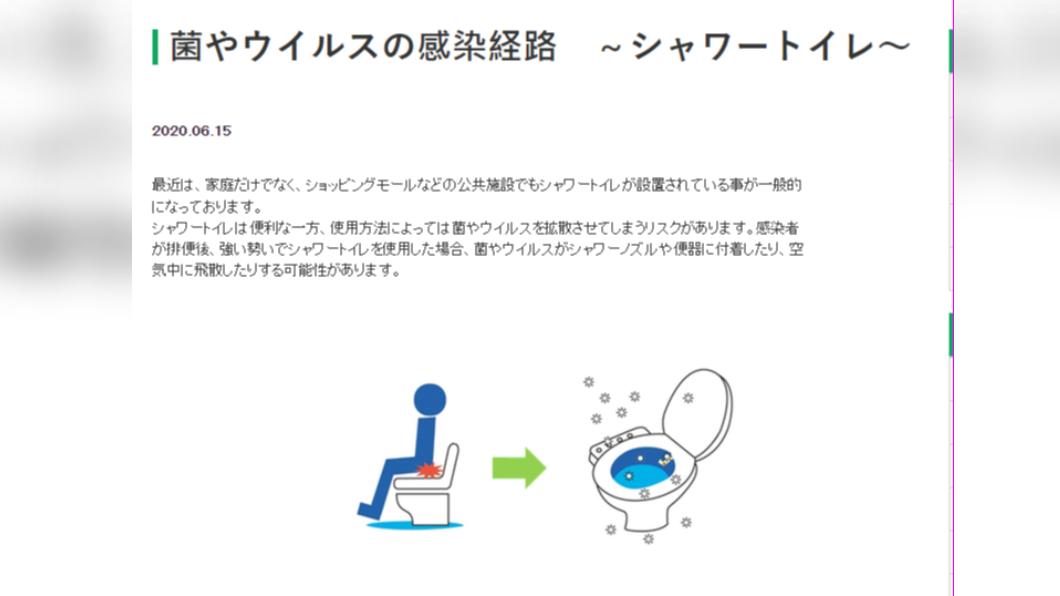 日本保健衛生協會指出,依據使用方式不同,免治馬桶可能有傳播細菌或病毒的風險。(圖/翻攝自日本保健衛生協會)