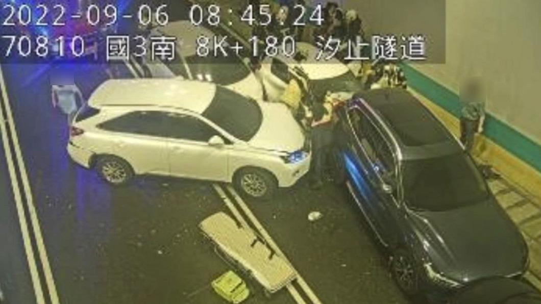 國3南下汐止隧道「6車連環撞」嚴重回堵 4傷送醫