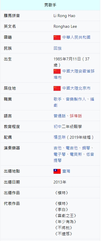李榮浩資料目前已經恢復正常。(圖/翻攝自維基百科)