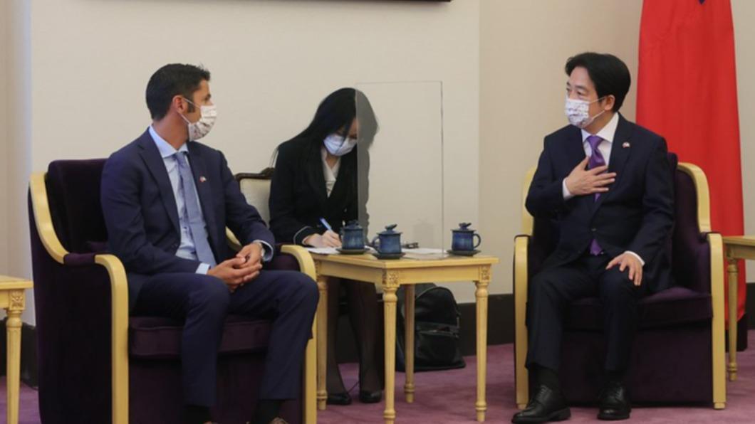 副總統賴清德今接見「法國參議院歐洲事務委員會副主席貝勒發（Cyril Pellevat）訪團」。（圖/總統府提供）