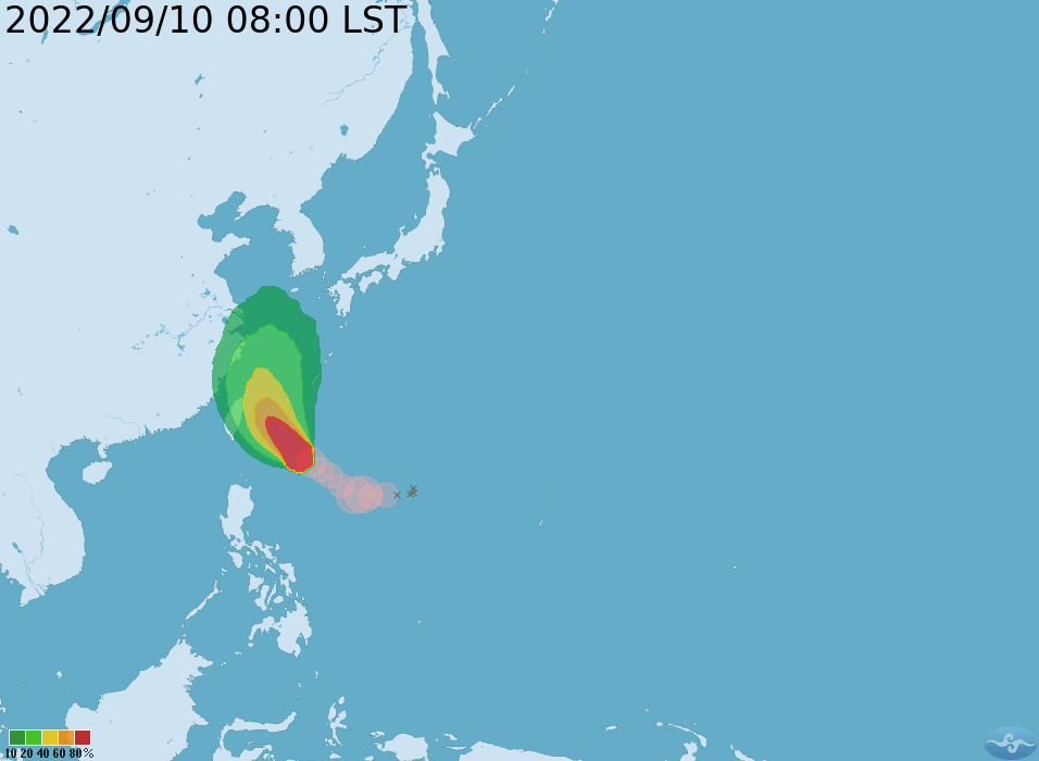 梅花預估今日至明日會朝西北方向前進。(圖/中央氣象局)