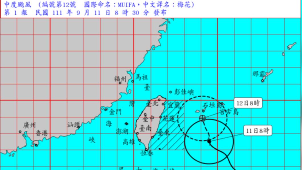 氣象局針對中颱梅花發布海警。