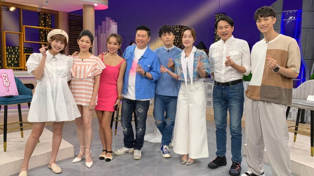 粿粿(左起)、顏嘉樂、楊皓如、曾國城、JR、巴鈺、狄志杰、范姜彥豐日前錄影。(圖/衛視中文台提供)